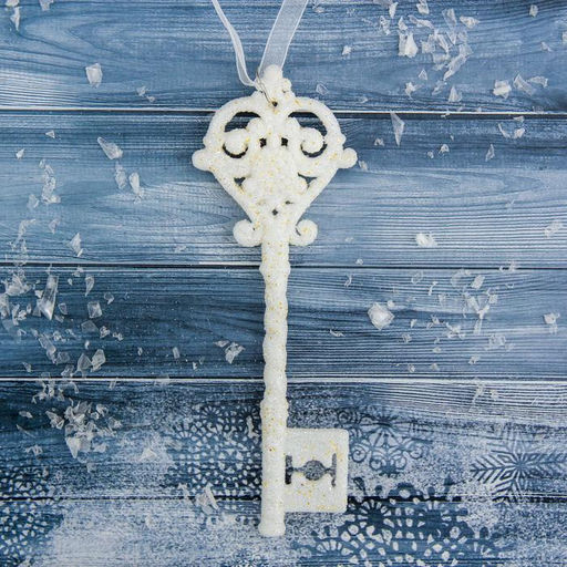 Цена за 2 шт. Ёлочная игрушка Зимнее волшебство. Белый ключик пластик, 154.5 см, белый, МИКС