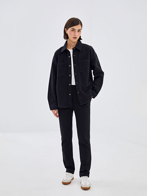 Oversize Kad?n Jean G?mlek Ceket