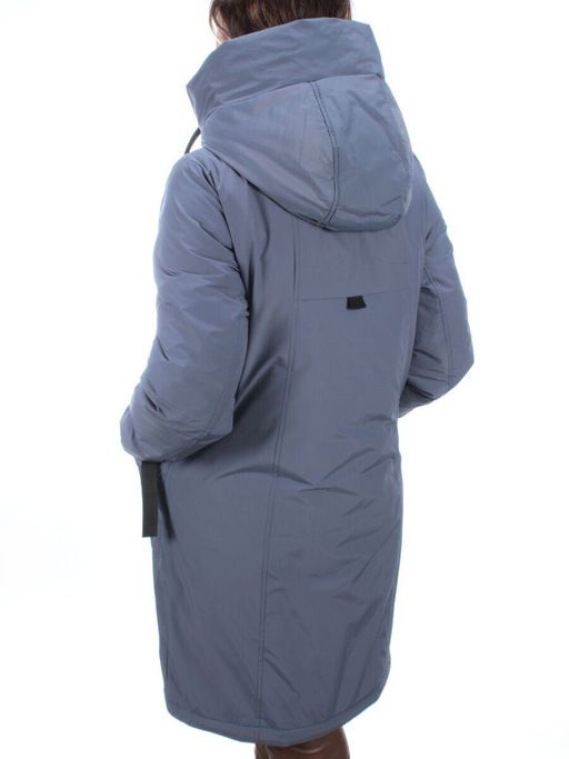 21-968 GRAY/BLUE Пальто женское зимнее (200 гр. холлофайбера) - Фабричный китай фото 6