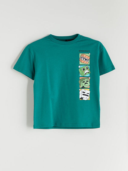 Bisiklet Yaka Minecraft Bask?l? Erkek ?ocuk Ti??rt