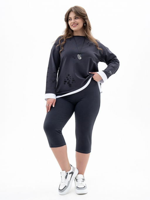 Бриджи хлопок 95%, лайкра 5%,темно-серые - Binita фото 11