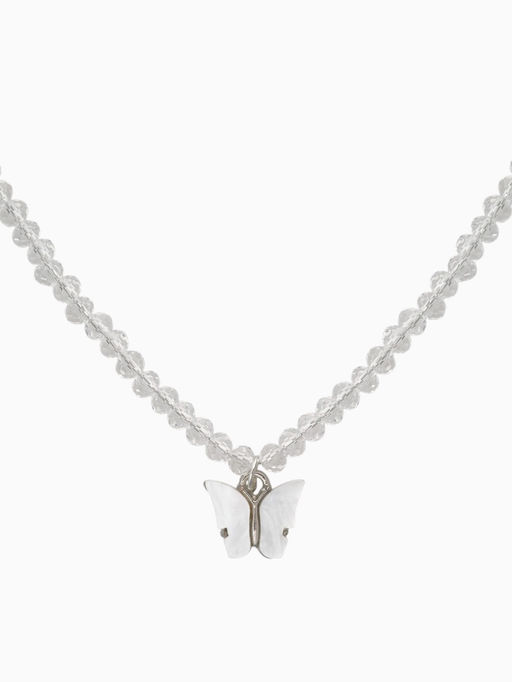 Чокер «Бабочка» хрусталь, белый в серебре, 36 см + 5 см доп, цепочка