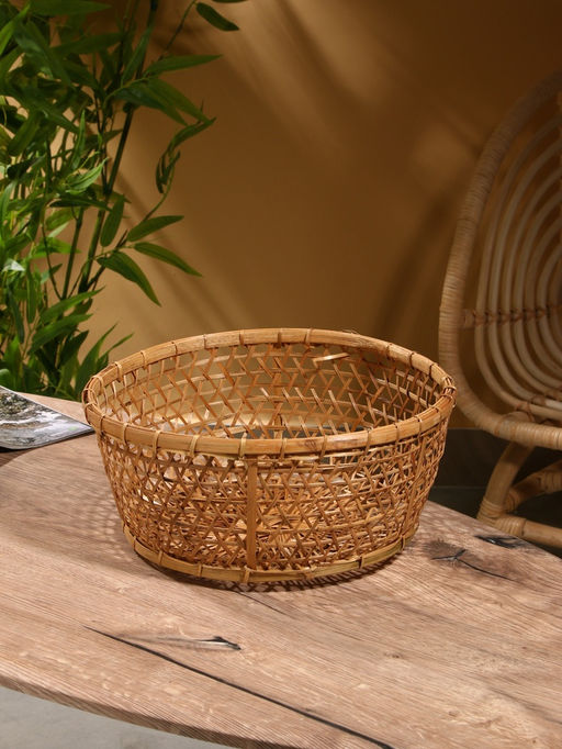 Корзина плетёная «Клоус», 32×32×13 см, бамбук, светлая