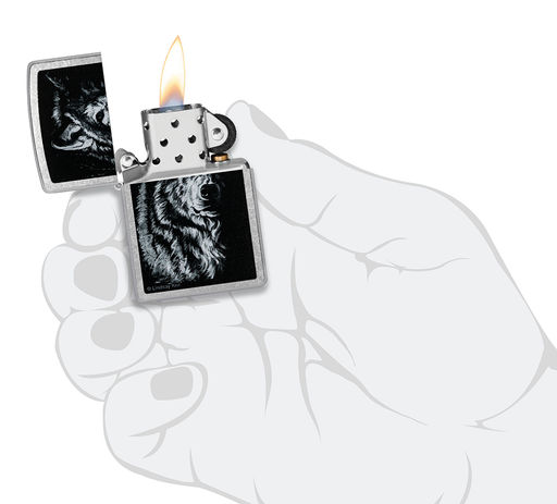Зажигалка ZIPPO Линдси Киви Теневой волк | Lindsay Kivi Shadow Wolf Design 46149  фото 5
