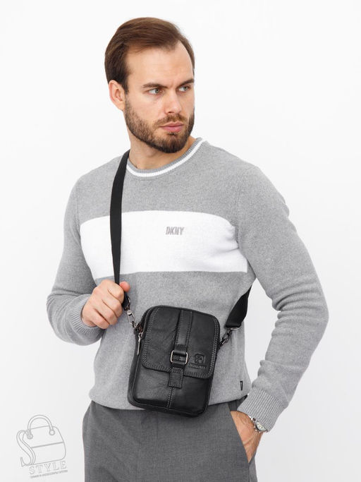 Сумка мужская кожаная 8612S black Fuzhiniao