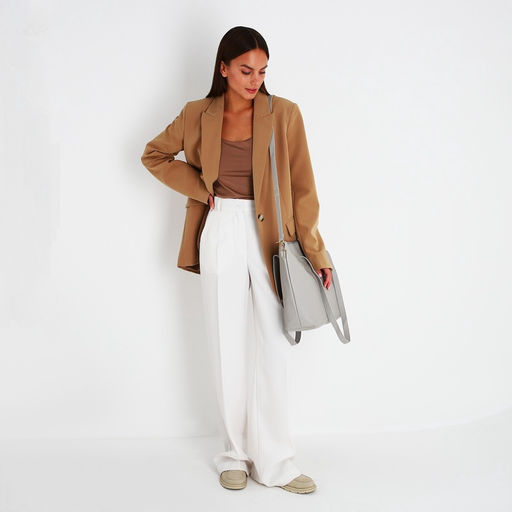 Сумка - шоппер женская на молнии, 43×13×30 см, однотонная, серая