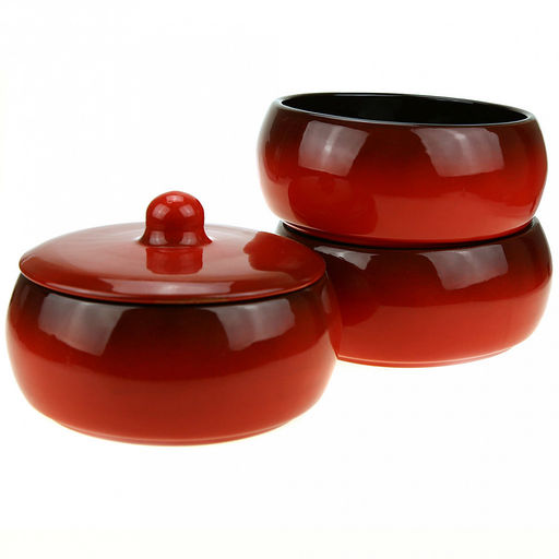 Набор для холодца керамический Русский 3 предмета по 0,9л, д16,5см Красный, h23см, с крышкой (Россия) - Домашняя мода фото 3