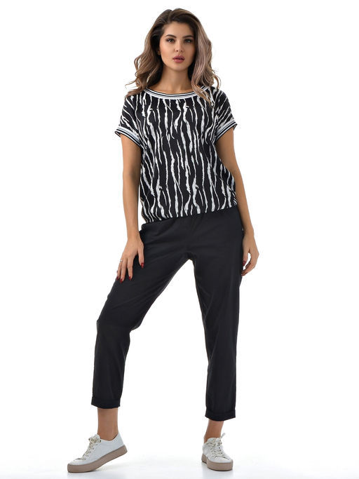 Хлопковые комфортные брюки резинка по поясу цвет ТЕМНО-СИНИЙ - А+б коллекция фото 3