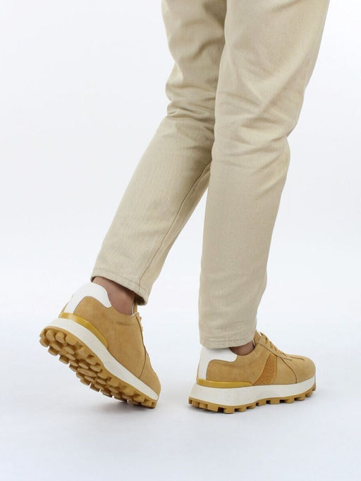 04-PCJ98-5 SAND Кроссовки демисезонные женские (натуральная замша, текстиль)