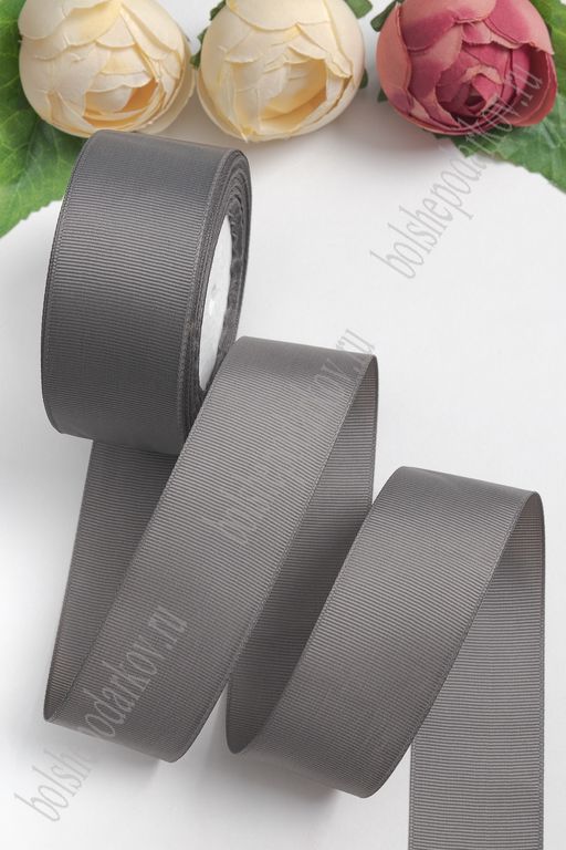 Лента репсовая 4 см*20 ярд (SF-3452) темно-серый №180