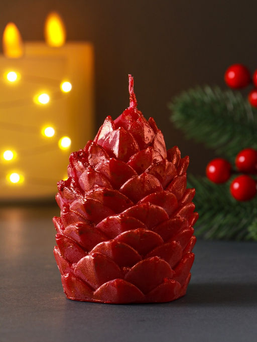 Цена за 2 шт. Свеча "Шишка 70*75 мм декор