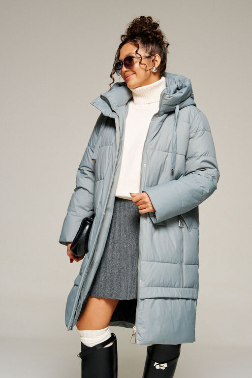 Пальто Beautiful Free 8022 серо-голубой