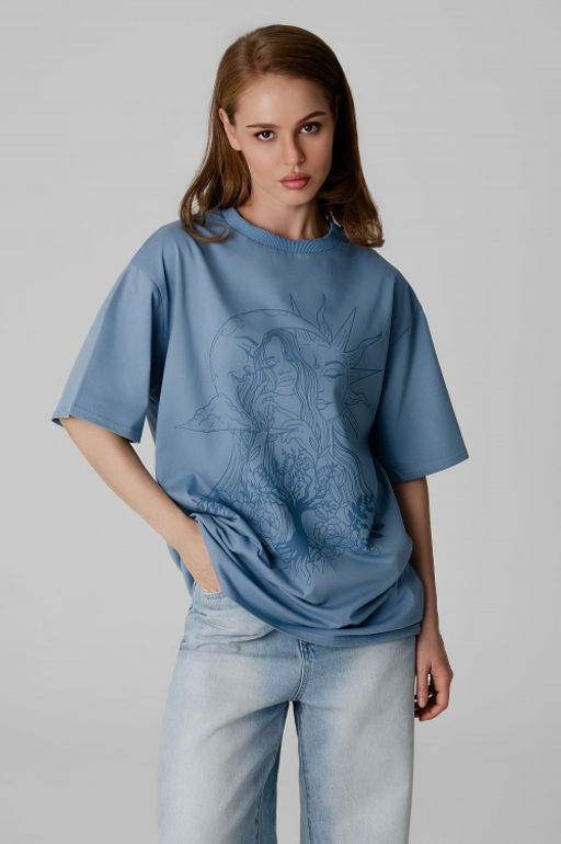 Арт. 3187 Футболка женская оверсайз 42-48 (4 шт) Цвет:серо-голубой - Калинка фото 8
