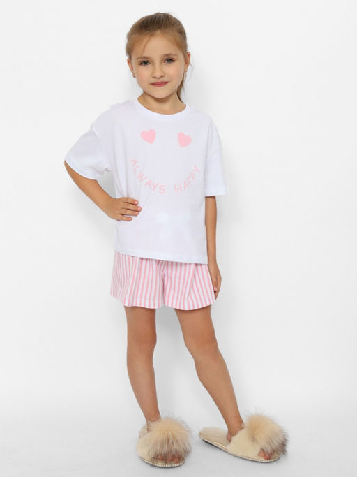 CRB wear/CWJG 50153-20 Комплект для девочки (футболка, шорты),белый/Ex.Cherubino  фото 2