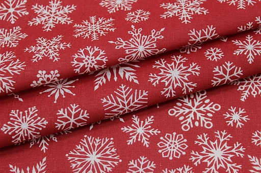 Бязь Белые снежинки цв.винтажный темно-красный, ш.1.5м, хлопок-100%, 120гр/м.кв - Купава фото 4