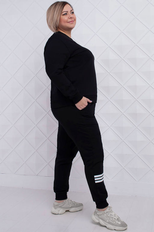 Арт. 2361 Костюм с брюками женский 50-58 (5 шт) Цвет:верх-черный,низ-черный - Калинка фото 4