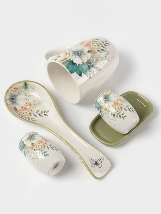 Кружка Доляна Цветы, 330 мл, фарфор, белая