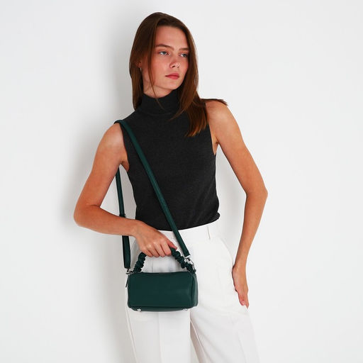 Сумка-багет на молнии, цвет зелёный - Simaland фото 9