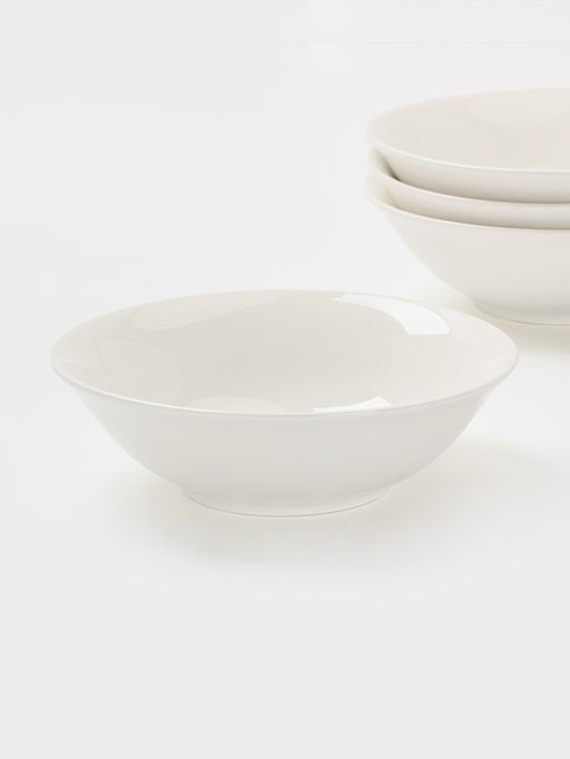 Тарелки глубокие Доляна White Label, набор 4 шт., 500 мл, фарфор, белые