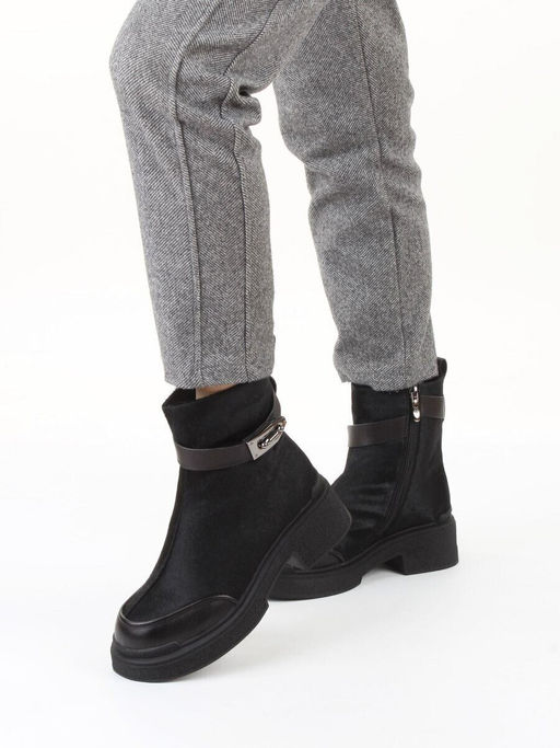 04-HSM704 BLACK Ботинки зимние женские (натуральная кожа, натуральный мех)