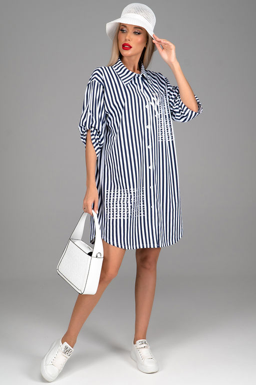 Платье  рубашка Молли (крупная полоска) - Эльза фото 5