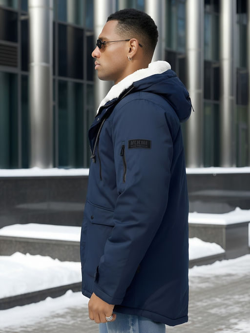 Парка зимняя с мехом темно-синего цвета до минус  -30° - Mtforce фото 21