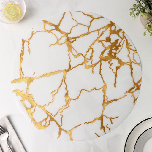 Цена за 12 шт. Салфетка сервировочная на стол Мрамор, d=38 см, цвет белый - Simaland фото 9