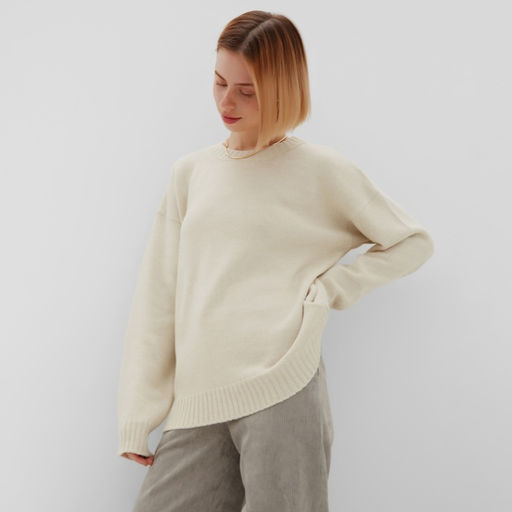 Джемпер женский MINAKU: Knitwear collection, бежевый, размер 46-48  фото 5