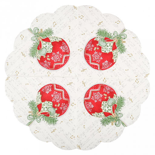 Салфетки бумажные "Art Bouquet Rondo" д32см, 3-х слойные, 12 штук в упаковке, 100% целлюлоза, "Музыкальный шар" (Россия)