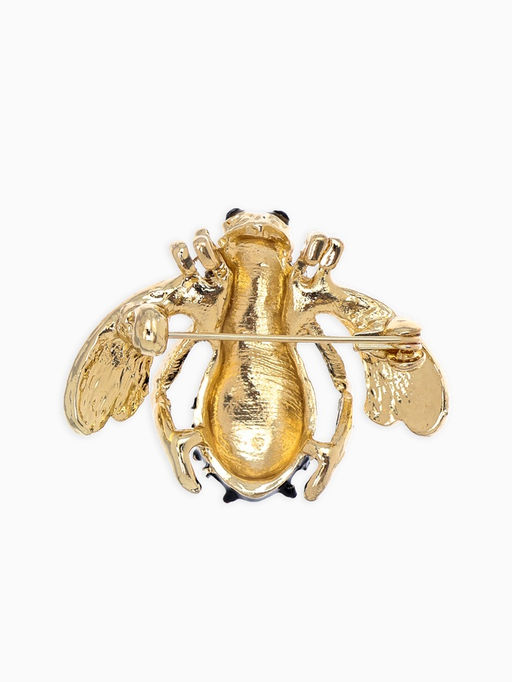 Брошь "Пчела в вишню", цветная в золоте