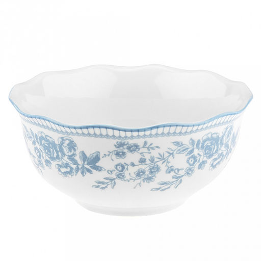 "Утренняя лазурь" Салатник фарфоровый 1,5л, д20,3см, h9,3см, волнистый край, отводка, белый (Китай)