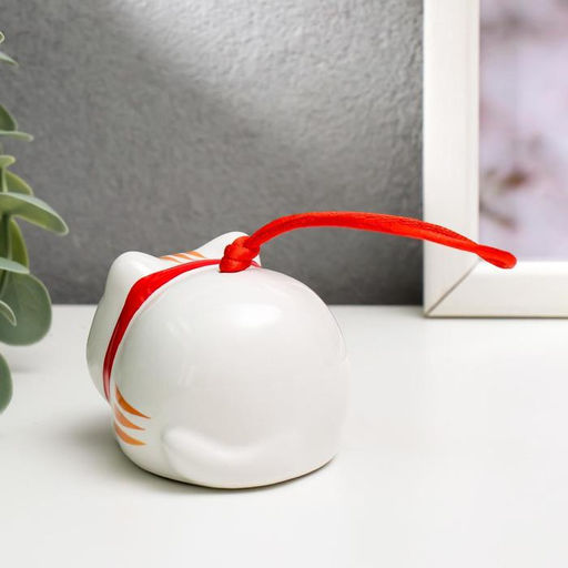 Сувенир керамика колокольчик Манэки-нэко лежит 5,7х5,5х5 см - Simaland фото 2