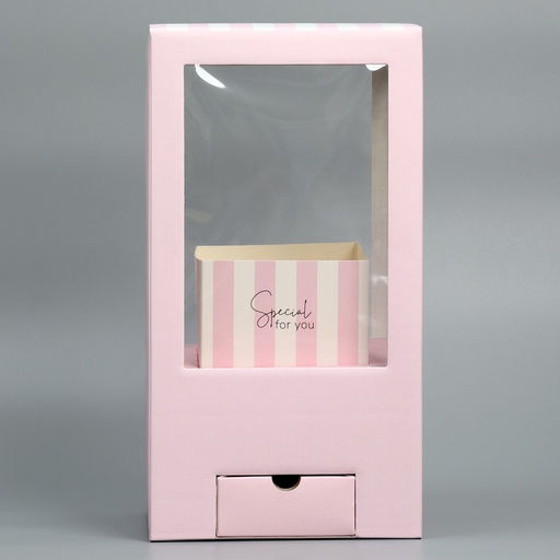 Коробка подарочная для цветов с вазой из МГК складная, упаковка, «Для тебя», 16×23×16 см