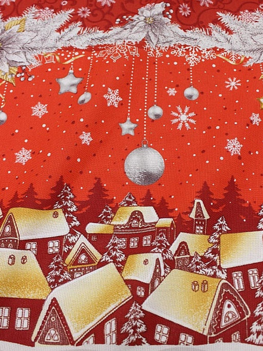 Рогожка Рождественский вечер цв.красный, ш.1.55м, хлопок-100%, 165гр/м.кв - Купава фото 3