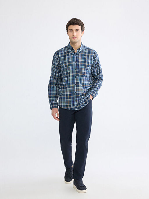 Regular Fit Ekose Desenli Gabardin Erkek G?mlek