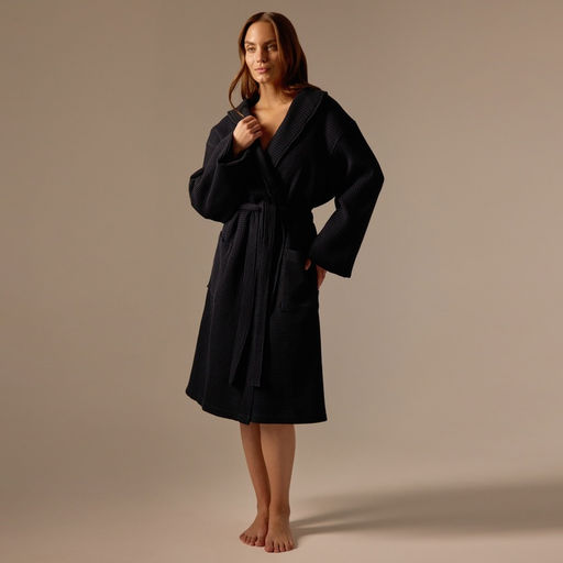 Халат вафельный женский SL HOME: Basic «Дарк Маре», размер M, хлопок 100%, чёрный