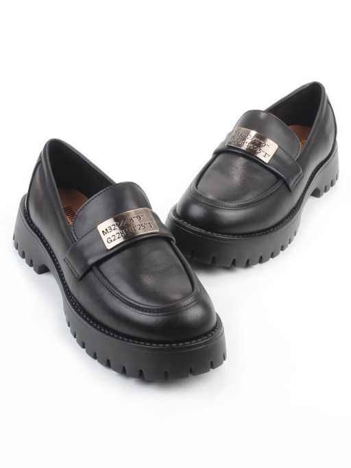 03-S77-48 BLACK Лоферы женские (натуральная кожа)
