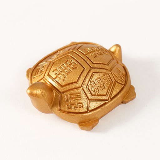Нэцкэ фигурка полистоун под золото «Черепаха с символами на панцире», 6.4×5.5×2.2 см
