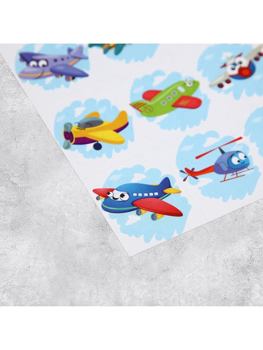 Цена за 10 шт. Наклейки детские бумажные «Самолетики», c раскраской на обороте, 10 х 14 см