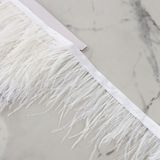 Перья страуса декоративные, на ленте, 8-10 см, 5±0.5 м, белые