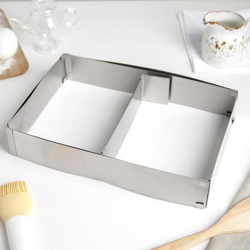 Форма для выкладки и выпечки с регулировкой размера, 18.5×28 - 34×54 см, h=5 см, серебристая