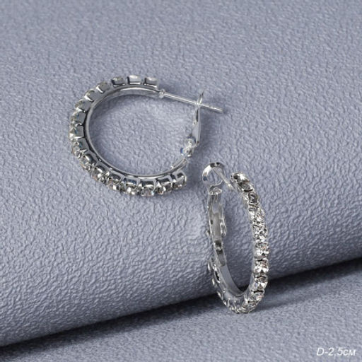 Серьги-кольца со стразами / G1002 /уп 24/серебро - Галеонтрейд фото 2