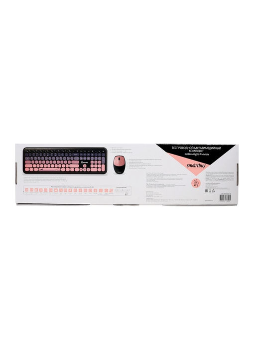 Комплект клавиатура и мышь Smartbuy SBC-666395AG-KP, беспроводной, USB, AA, черно-розовый