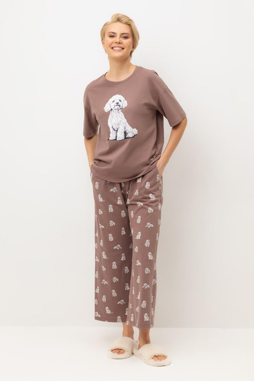Е 20178/капучино,забавные пудели пижама жен
