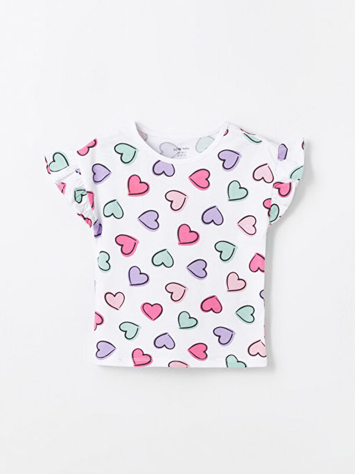 Bisiklet Yaka K?sa Kollu Bask?l? K?z Bebek Pijama ?st