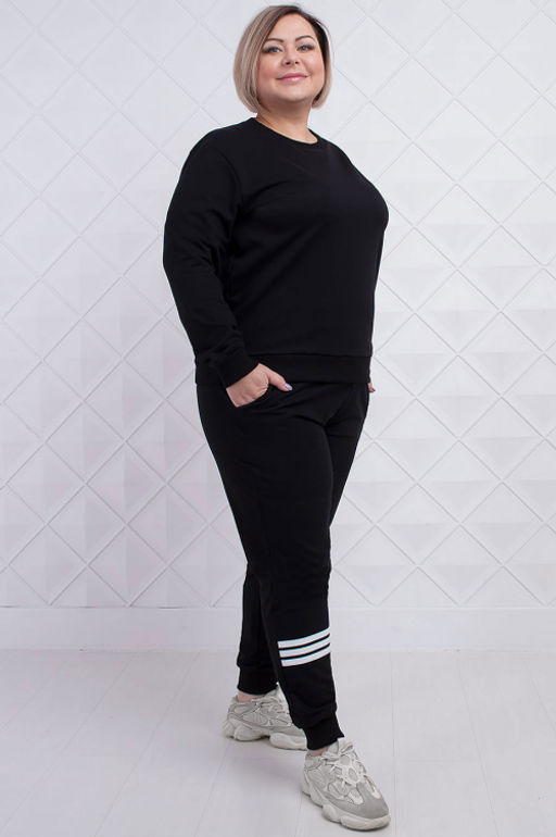Арт. 2361 Костюм с брюками женский 50-58 (5 шт) Цвет:верх-черный,низ-черный - Калинка фото 3