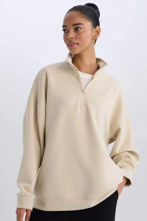 DeFactoFit Oversize Genis Kal?p Dik Yaka Sporcu Sweatshirt  фото 4