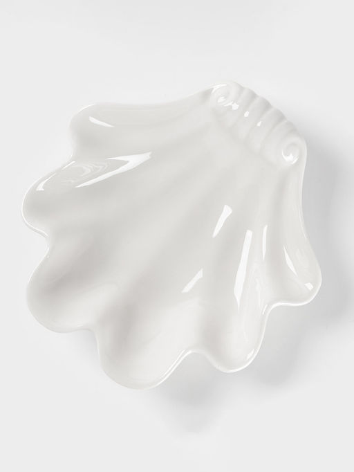 Блюдо для подачи ракушка Доляна White Label, 21.5×21×5.5 см, фарфор, белое