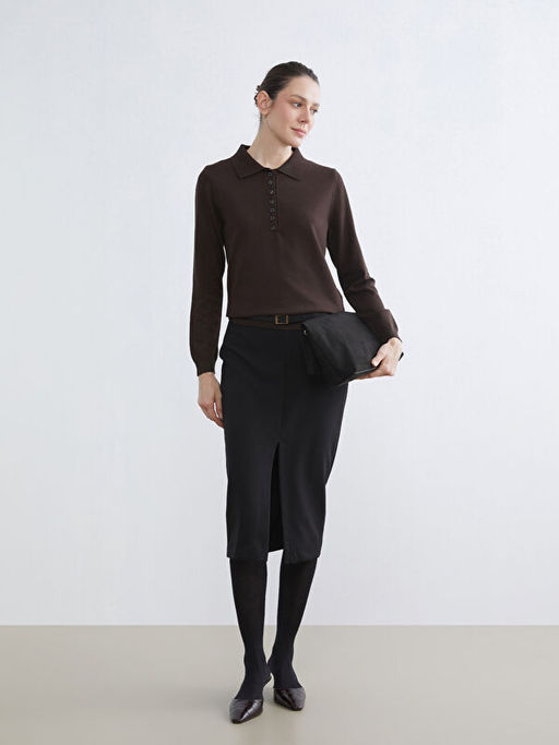 Polo Yaka Kad?n Triko Kazak