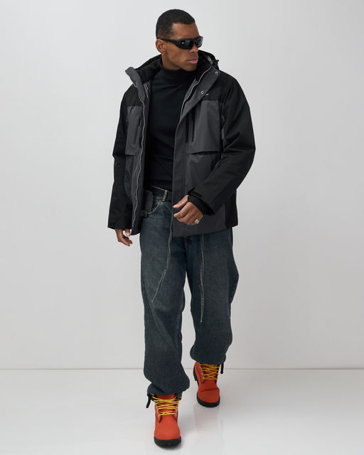 Горнолыжная куртка мужская зимняя темно-серого цвета 7616TC